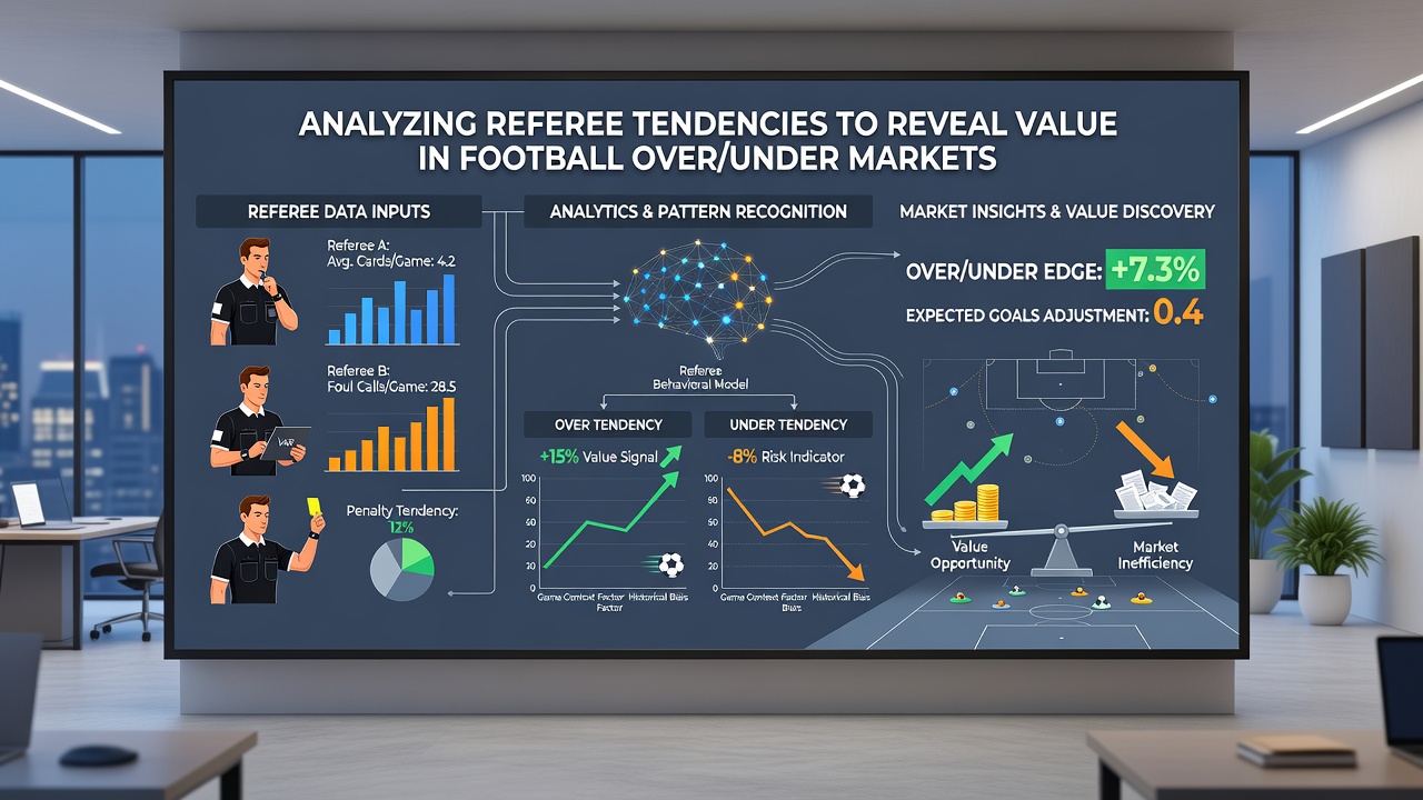 Referee statistics dashboard showing fouls, cards, and goal correlations