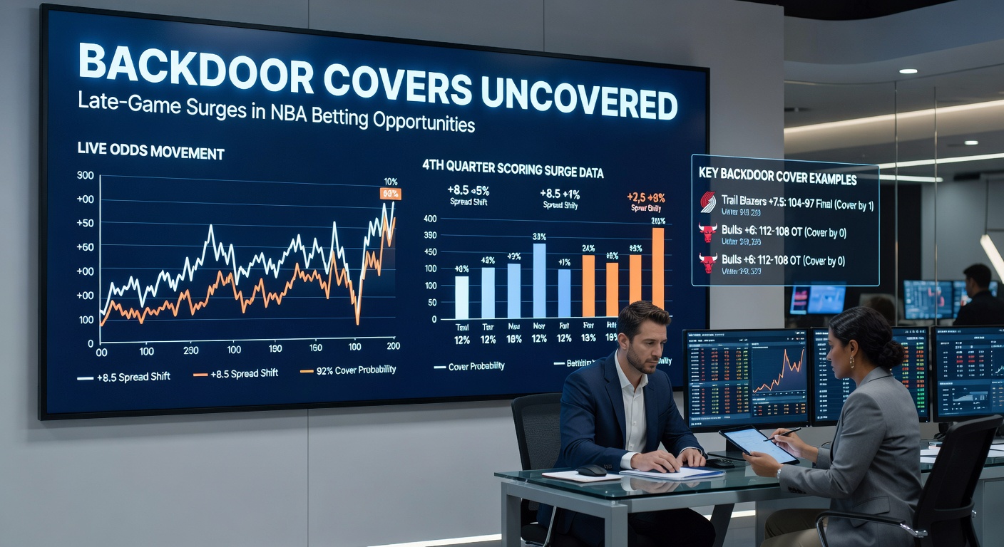 Close-up of an NBA scoreboard showing a dramatic late-game comeback, with the spread line nearly covered