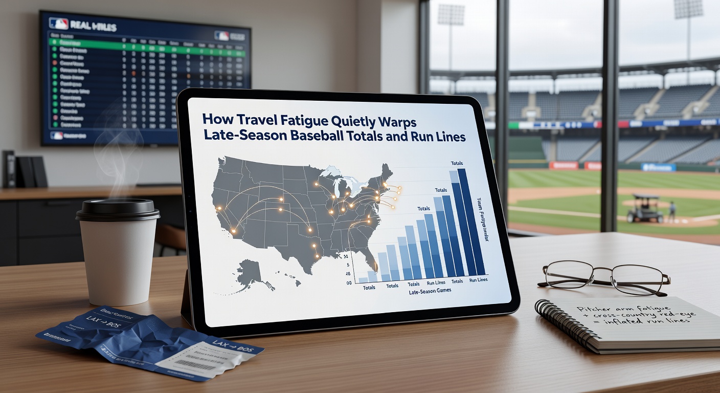 Chart displaying average run totals in MLB games segmented by travel distance during August and September