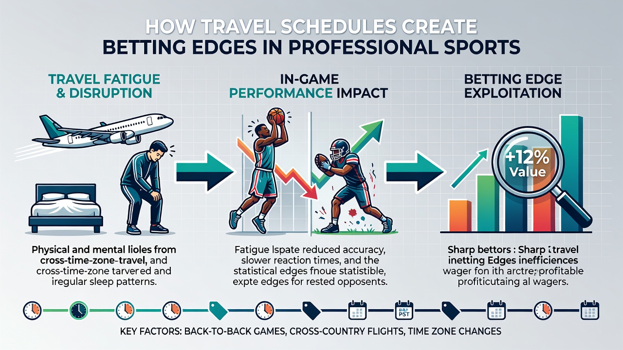 Sports betting odds board showing travel-related adjustments in NBA and MLB games