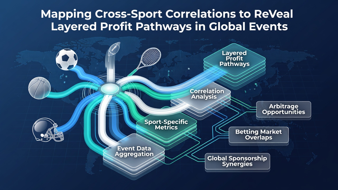 Infographic illustrating layered profit pathways derived from sports data correlations