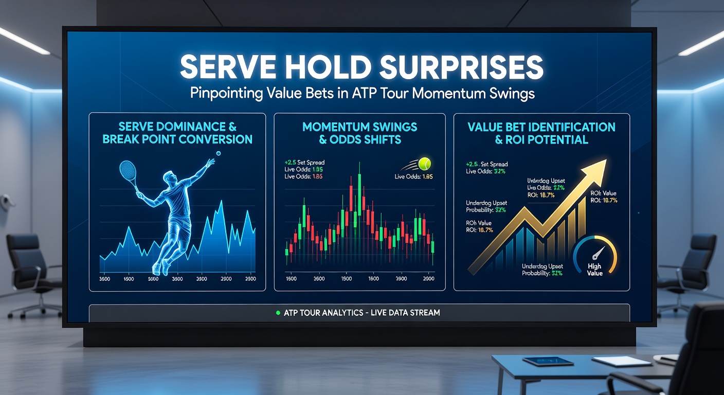 Graph showing ATP serve hold percentages during momentum swings, with spikes in break opportunities